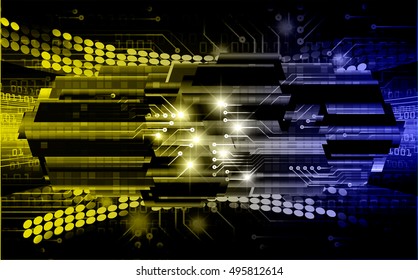 future technology, blue yellow silver light cyber security concept background, abstract hi speed digital data internet website. motion move speed blur. vector