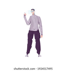 Future technology composition with flat human character using smart gadgets isolated vector illustration