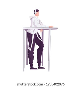 Future technology composition with flat human character using smart gadgets isolated vector illustration