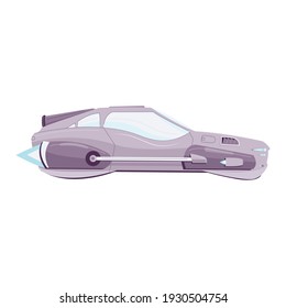 Future Technology Composition With Flat Image Of Futuristic Flying Car Isolated Vector Illustration