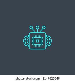 Future technology concept blue line icon. Simple thin element on dark background. Future technology concept outline symbol design from Artificial Intelligence set. Can be used for web and mobile UI/UX