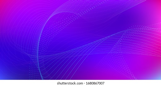 Future Technology Concept. Science, Technology Background. Abstract Blue, Rose Waves on the Bright. Vector Abstract Graphic Design.