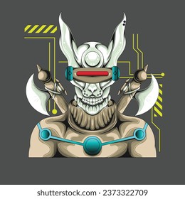 future technology cyberpunk theme character logo mascot design
