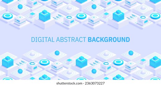 Future technology digital abstract background concept Digital cyberspace and data network Quantum computer or block chain of finance data Blockchain fintech and mining cryptocurrency Vector isometric