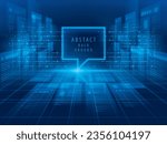 Future technology digital background. Abstract Blue Digital cyberspace and light lines network connections concept. Structured Data processing in Database. Transfer digital data hi-speed internet.