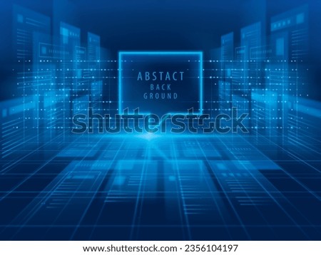 Future technology digital background. Abstract Blue Digital cyberspace and light lines network connections concept. Structured Data processing in Database. Transfer digital data hi-speed internet.