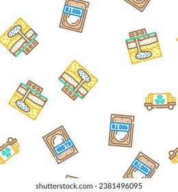 future technology digital data vector seamless pattern thin line illustration