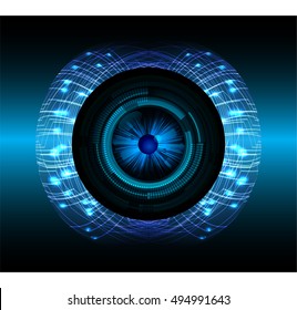 future technology, eye blue silver cyber security concept background, abstract hi speed digital internet.motion move speed blur. eyeball vector