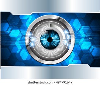 future technology, eye blue silver cyber security concept background, abstract hi speed digital internet.motion move speed blur. eyeball vector
