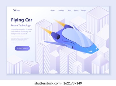 Future Technology - Flying Car, 3d Isometric Vector Illustration, For Graphic And Web Design