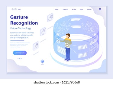 Future technology - Gesture Recognition, 3d isometric vector illustration, for graphic and web design