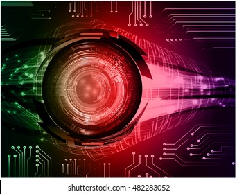 future technology, green red purple eye cyber security concept background, abstract hi speed digital internet.motion move speed blur