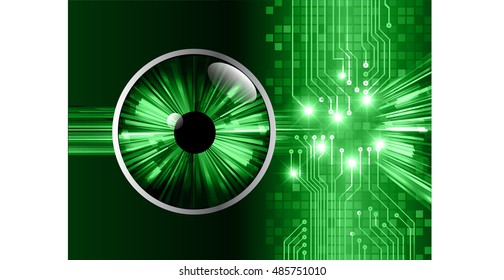 future technology, green silver eye cyber security concept background, abstract hi speed digital internet.motion move speed blur. eyeball vector
