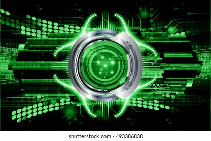 Future technology, green silver eye cyber security concept background, abstract hi speed digital internet.motion move speed blur. eyeball.