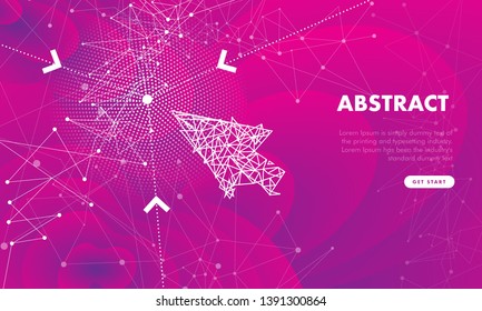 Future technology with hand and arrows on full color liquid beautiful gradient geometric thin line background. Big data selections and intellectual systems.
