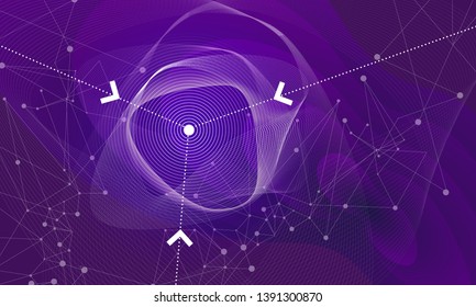 Future technology with hand and arrows on full color liquid beautiful gradient geometric thin line background. Big data selections and intellectual systems.
