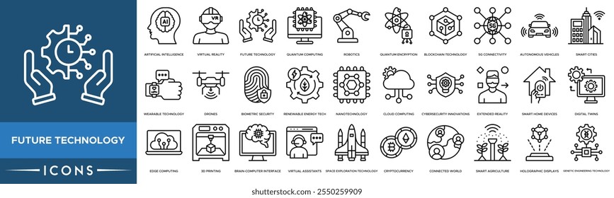 Future Technology icon. Artificial Intelligence, Virtual Reality, Future Technology, Quantum Computing and Robotics