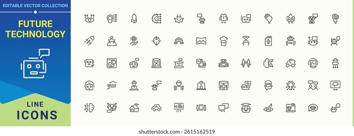 Future Technology icon. Future related icon set. Vector outline icons collection. Contains such symbols as tech, artificial, network, technology, computer, device and more.