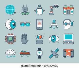 future technology icon set design