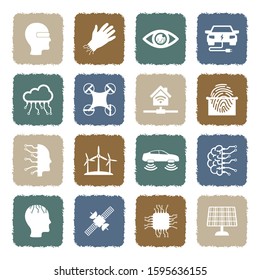 Future Technology Icons. Grunge Color Flat Design. Vector Illustration.