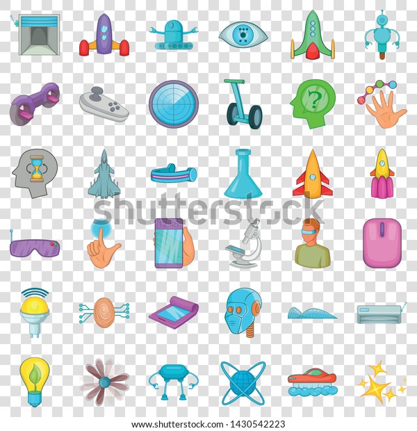 Future technology icons set.\
Cartoon style of 36 future technology vector icons for web for any\
design