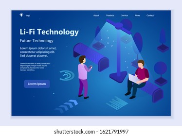 Future technology - Li-Fi Technology, 3d isometric vector illustration, for graphic and web design