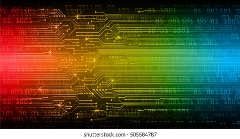 future technology, red yellow blue light cyber security concept background, abstract hi speed digital data internet website. motion move speed blur. pixel