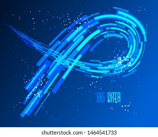 Future technology and science vector abstract background with 3D line elements in perspective, dynamic motion connection theme, template for ads or poster or cover.