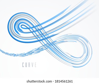 Future technology and science vector abstract background with 3D line elements in perspective, dynamic motion connection theme, template for ads or poster or cover.