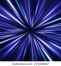 Future technology speed line light effect, cyberpunk style background material with a sense of technology. 3d render, abstract neon vector background, space tunnel turning to left, ultra violet rays.