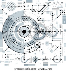 Zukünftige Technologie Vektorgrafik, industrielle Tapete. Grafische Abbildung von Motor oder Mechanismus.