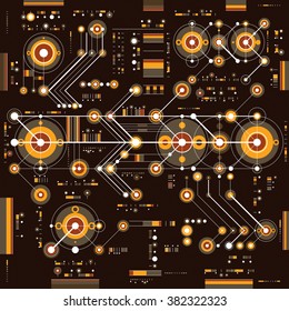 Future technology vector drawing, industrial wallpaper. Graphic illustration of engine or mechanism.