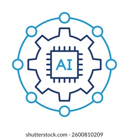 Future Technology Vector Icon – Gear with AI Chip Representing Cutting-Edge Innovation, Digital Transformation, and the Future of Smart Systems