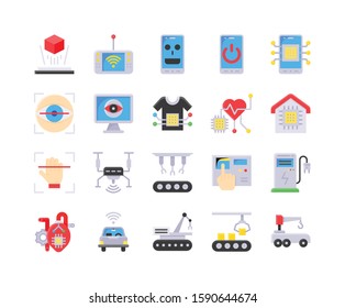 Future technology vector icon set 2, flat design
