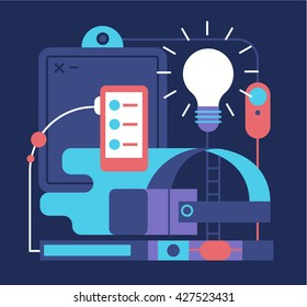 Future technology virtual reality. Modern flat illustration. Premium quality. 