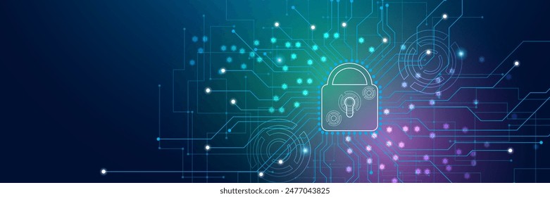 Future technology web services or cybersecurity and information network protection colorful background