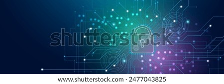 Future technology web services or cybersecurity and information network protection colorful background