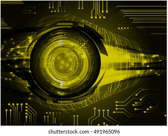 future technology, yellow eye cyber security concept background, abstract hi speed digital internet.motion move speed blur. eyeball. vector