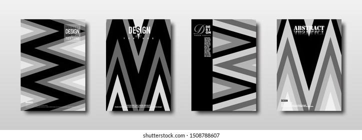 Future template design with geometric monochrome texture collection. Abstract geometric background for minimal cover design for web placard poster banner. - Vector