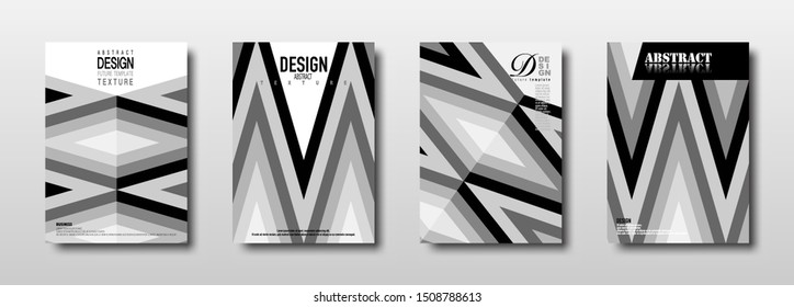 Future template design with monochrome rhombus texture collection. Abstract geometric background for minimal cover design for web placard poster banner. - Vector