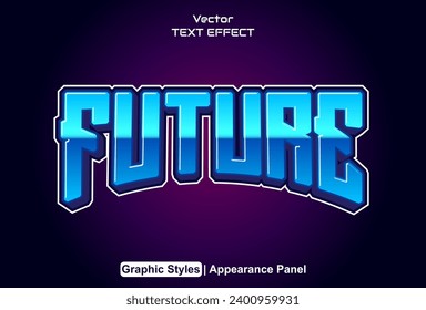 future text effect with a futuristic style in blue and editable