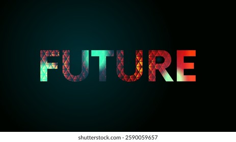 Future text. Presentation splash slide with bold word FUTURE. Future headline retro futurism style. Technology vintage tech noir vector text. Poster, banner or slide.