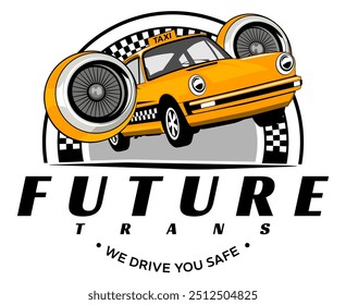 future trans taxi fly illustration design vector