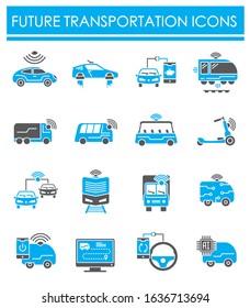 Future transportation related icons set on background for graphic and web design. Creative illustration concept symbol for web or mobile app.