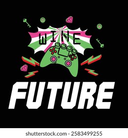 Future typographic with joystick kids game vector graphic 