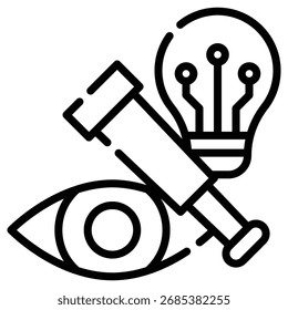 Icono de Web de ayudante visionario futuro en estilo de contorno