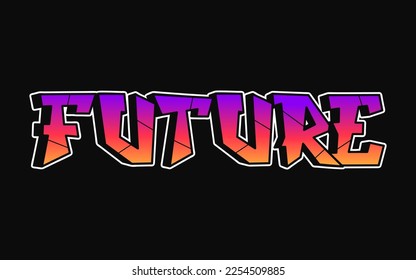 Future word trippy psychedelic graffiti style letters.Vector hand drawn doodle cartoon logo Future illustration. Funny cool trippy letters, fashion, graffiti style print for t-shirt, poster