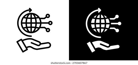 Future World Icon Ilustración vectorial negro blanco