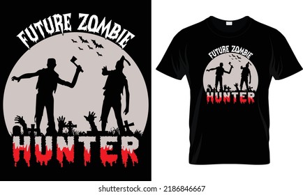 Future zombie hunter t-shirt design graphic.