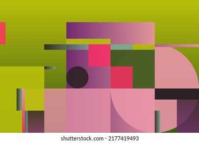 Future-looking trendy vector graphics artwork built with digital color gradients, abstract geometric shapes, and random minimalist geometry forms. 